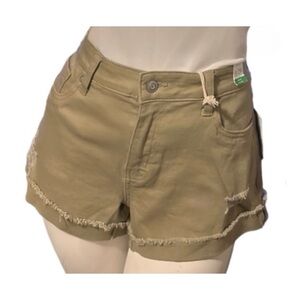 Women's Tan Frayed Hem Shorts